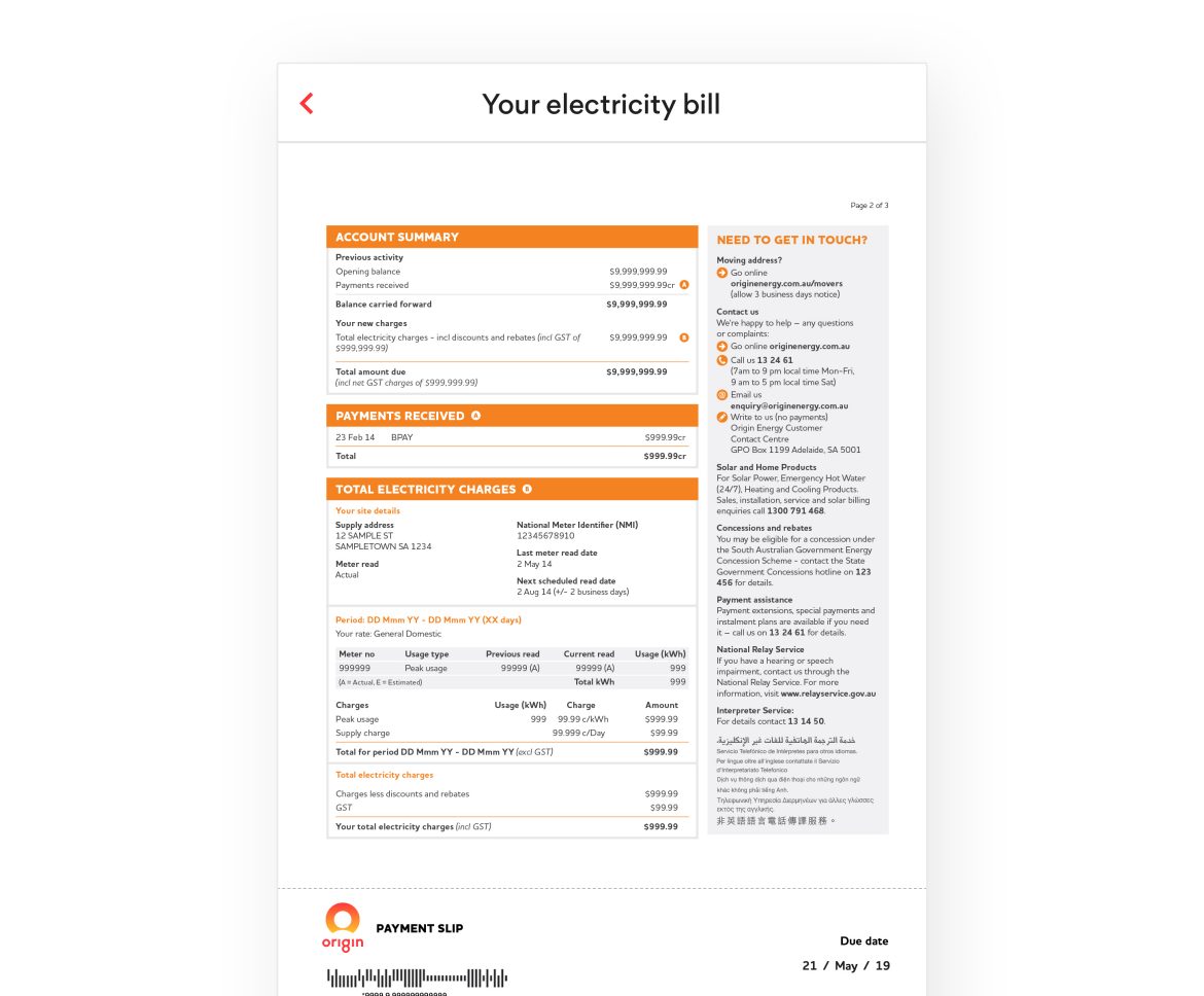 Origin Energy mobile app