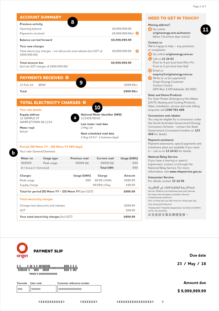 How to Read My Bill Origin Energy