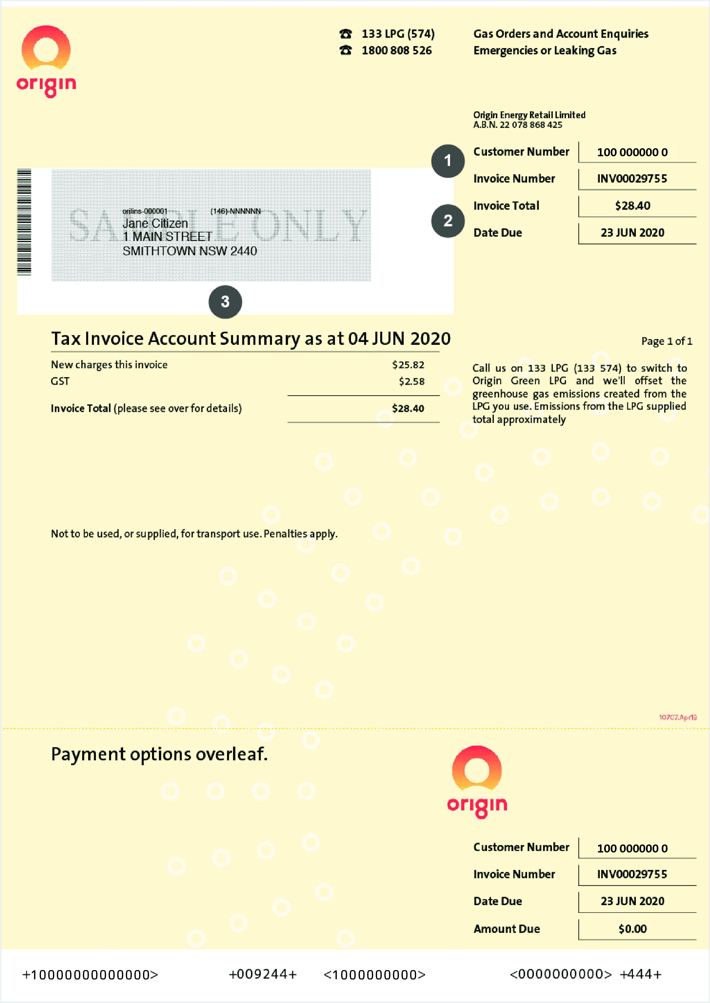 Page 1 of LPG bill