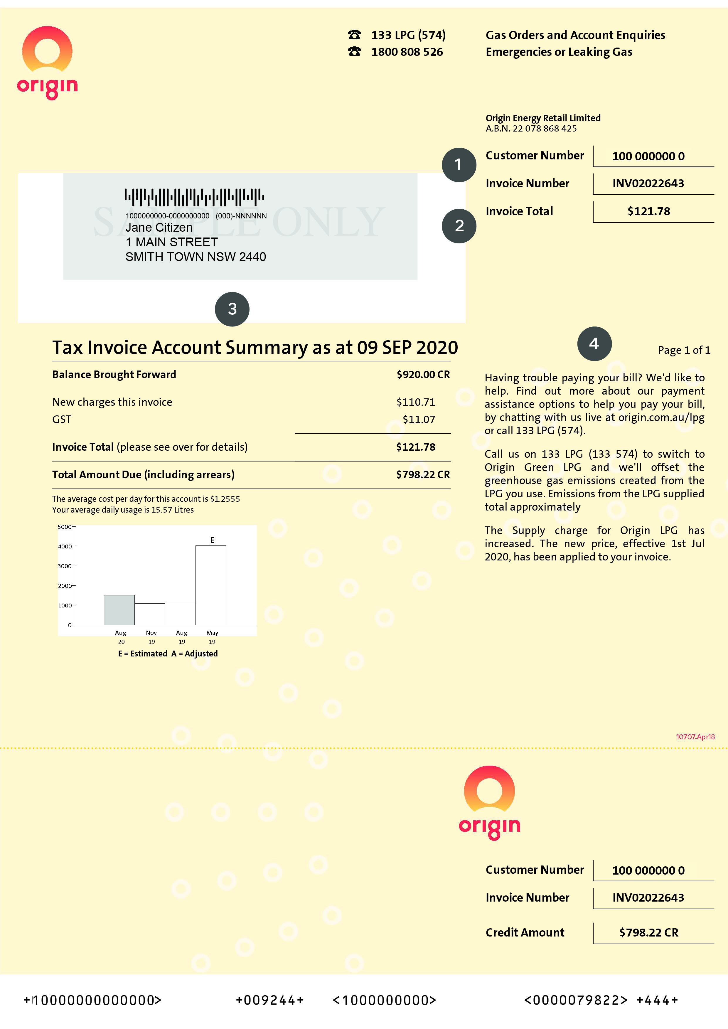 Page 1 of LPG bill