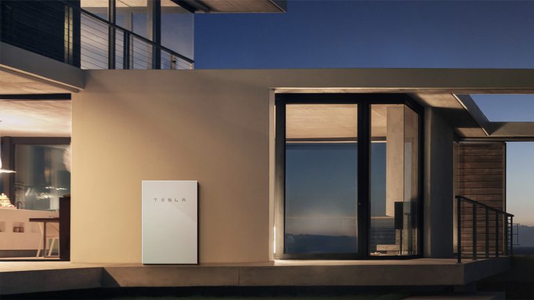 photo tall solar tesla powerwall 2 house