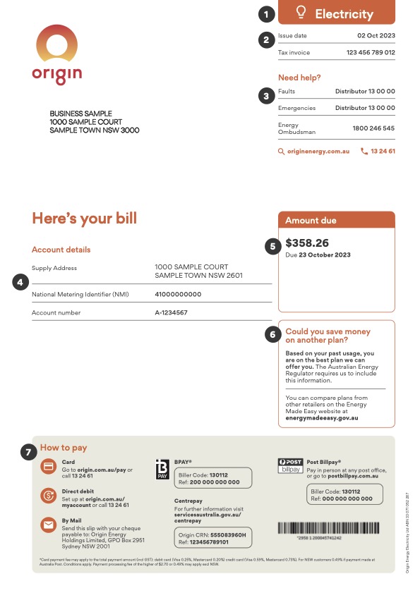 How to read your business energy bill Origin Energy
